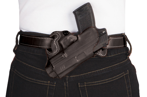 DESANTIS SMALL OF BACK HOLSTER RH OWB LTHR FOR GLOCK 17/19 BL - for sale