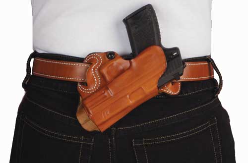 DESANTIS SMALL OF BACK HOLSTER RH OWB LEATHER SIG P220/226 TN - for sale