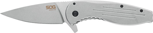 SOG KNIFE AEGIS FLK STONE WASHED 3.38" PLAIN EDGE BLADE - for sale