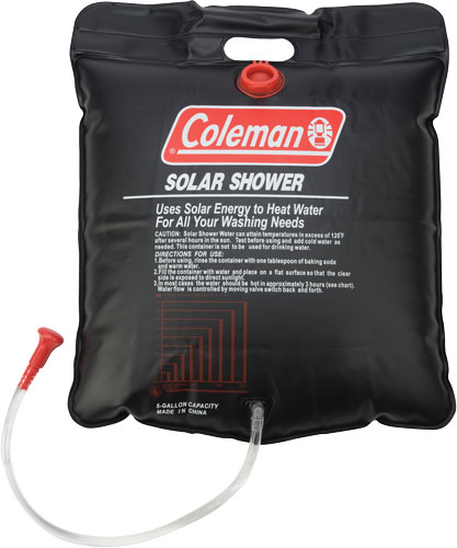 COLEMAN 5-GALLON SOLAR SHOWER W/ ON/OFF SHOWER VALVE HEAD! - for sale