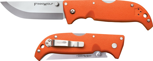 COLD STEEL FINN WOLF 3.5" BLZ ORANGE CLIP FOLDER W/TRI-AD LK - for sale