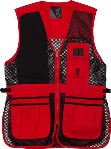 BROWNING MESH SHOOTING VEST R-HAND MED BLACK/RED TRIM - for sale