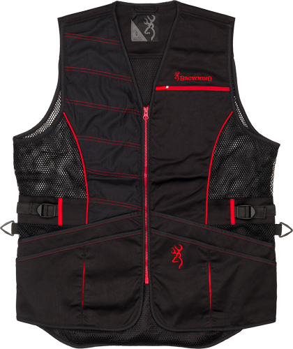 BROWNING ACE SHOOTING VEST R-HAND MED BLACK/RED TRIM - for sale