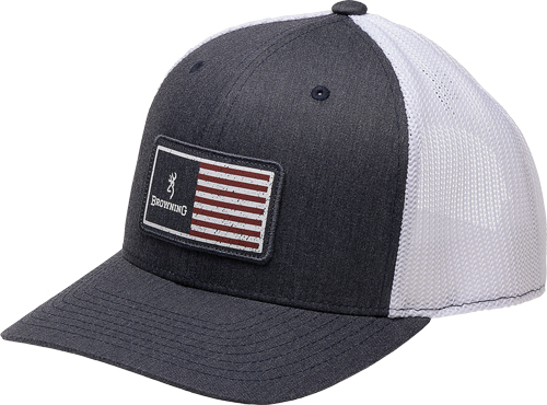 BROWNING CAP MUSTANG 110 MESH BACK REC FLAG PATCH NAVY - for sale