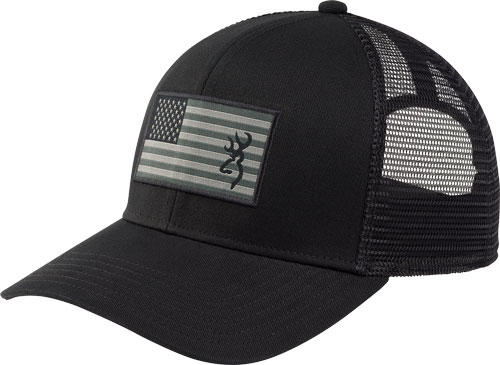 BROWNING CAP GLORY MESH SNAP BACK AMER FLAG PATCH BLK OSFM - for sale