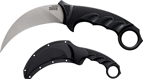 COLD STEEL STEEL TIGER 4.75" PLAIN EDGE HOOKED BLADE W/SHT! - for sale