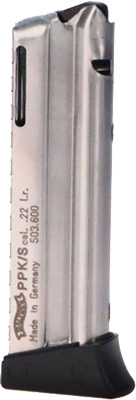WALTHER MAGAZINE PPK/S 22LR 10RD NICKEL PLATED STEEL - for sale