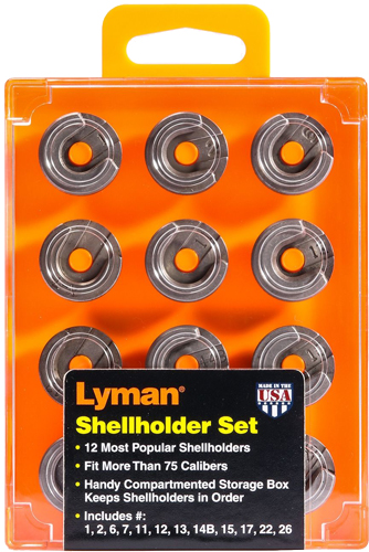 LYMAN X-SHELLHOLDER 12 PIECE SET & STORAGE BOX - for sale