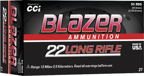 CCI BLAZER 22LR 1200FPS 40GR LEAD-RN 50RD 100BX/CS - for sale