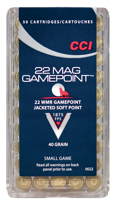 CCI 22 WMR 40GR 1875FPS GAMEPOINT JSP 50RD 40BX/CS - for sale