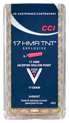 CCI 17HMR 2550FPS 17GR TNT-HP 50RD 40BX/CS - for sale