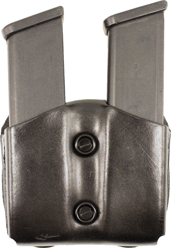 DESANTIS DOUBLE MAG POUCH OWB LEATHER SINGLE STACK 9/40 BLK - for sale