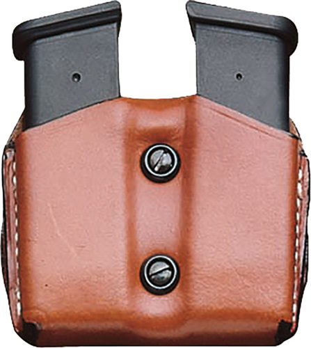 DESANTIS DOUBLE MAG POUCH OWB LEATHER FITS GLOCK 43 TAN - for sale