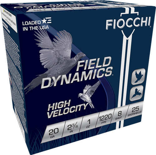 FIOCCHI 20GA 2.75" 1220FPS 1OZ #8 25RD 10BX/CS - for sale