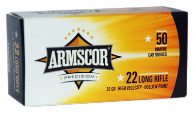 ARMSCOR 22LR HIGH-VEL 36GR 50RD 100BX/CS PLATED LEAD HP - for sale