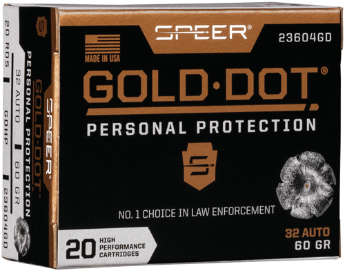 SPEER GOLD DOT 32 ACP 60GR GDHP 20RD 10BX/CS - for sale