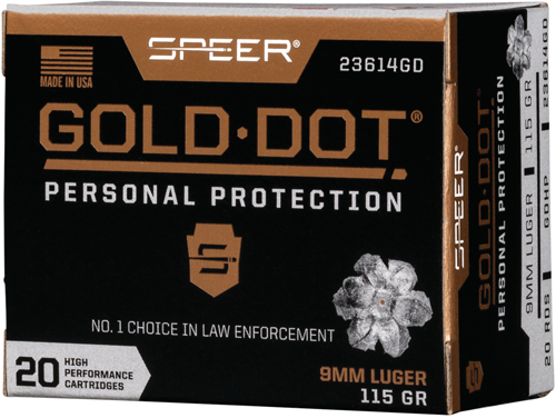 SPEER GOLD DOT 9MM LUGER 115GR GDHP 20RD 10BX/CS - for sale