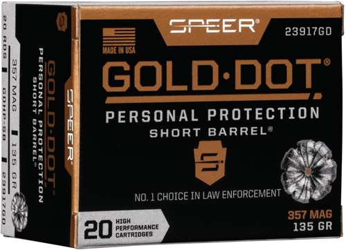 SPEER GOLD DOT 357 MAG 135GR GDHP SHORT BARREL 20RD 10BX/CS - for sale