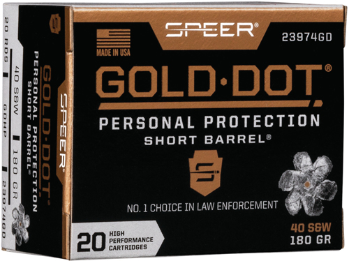 SPEER GOLD DOT SHORT BBL 40SW 180GR GDHP 20RD 10BX/CS - for sale