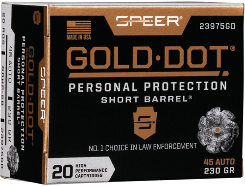 SPEER GOLD DOT SHORT BBL 45ACP 230GR GDHP SHORT 20RD 10BX/CS - for sale