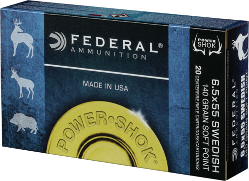 FEDERAL POWER-SHOK 6.5X55 SWED MSR 140GR SP 20RD 10BX/CS - for sale