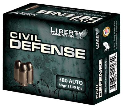 LIBERTY CIVIL DEFENSE 380ACP 50GR COPPR HP 20RD 50BX/CS - for sale