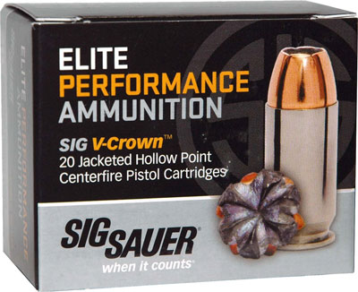 SIG 40 SW 165GR ELITE V-CROWN JHP 20RD 10BX/CS - for sale