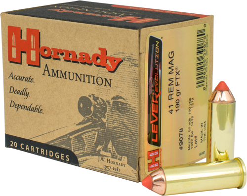 HORNADY LEVEREVOLUTION 41MAG 190GR FTX 20RD 10BX/CS - for sale