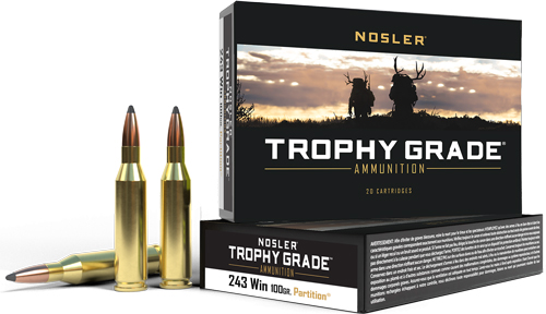 NOSLER TROPHY GRADE 243 100GR PARTITION TIP 20RD 10BX/CS - for sale