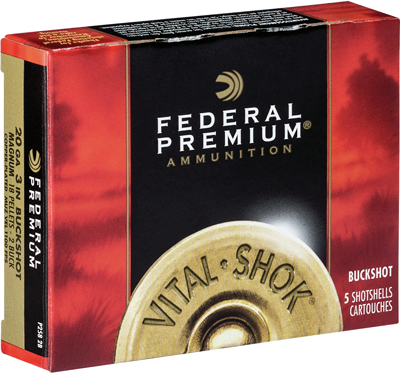 FEDERAL 20GA 3" 2 BUCK 5RD 50BX/CS 18 PELLETS - for sale