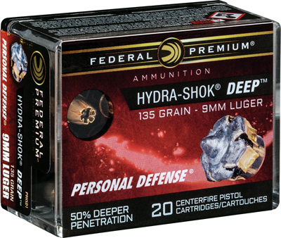 FEDERAL 9MM LUGER 135GR HYDRASHOK DEEP HP 20RD 10BX/CS - for sale