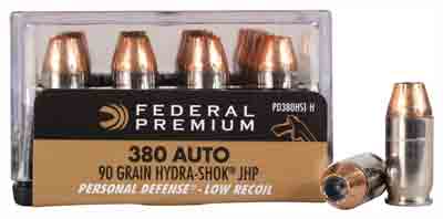 FEDERAL PREMIUM 380 ACP 90GR HYDRA-SHOK JHP 20RD 10BX/CS - for sale