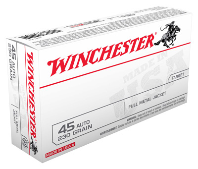 WINCHESTER USA 45 ACP 230GR FMJ RN 50RD 10BX/CS - for sale