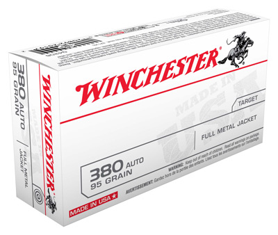 WINCHESTER USA 380 ACP 95GR FMJ 50RD 10BX/CS - for sale