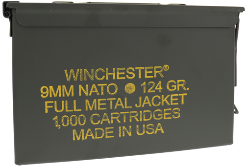 WINCHESTER NATO 9MM LUGER 1000RD AMMO CAN 124GR FMJ-RN - for sale