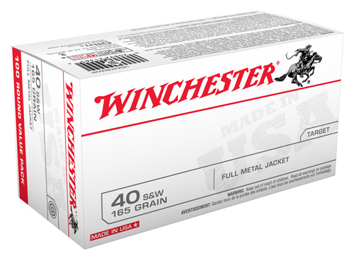 WINCHESTER USA 40SW 165GR FMJ TRUNCATED CONE 100RD 5BX/CS - for sale