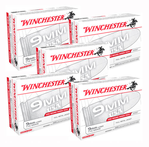 WINCHESTER USA 9MM 1000RD FMJ PACKED IN TRAYS 115GR - for sale