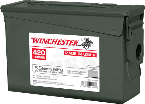 WINCHESTER USA 5.56X45 55GR FMJ 420RD AMMO CAN STRIPPER CL - for sale