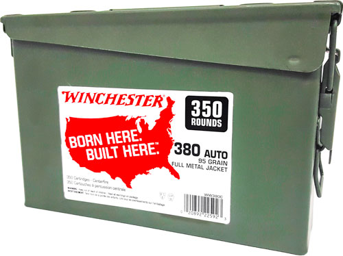 WINCHESTER 380ACP (CASE OF 2) AMMO CAN 2/350RD 95GR FMJ RN - for sale