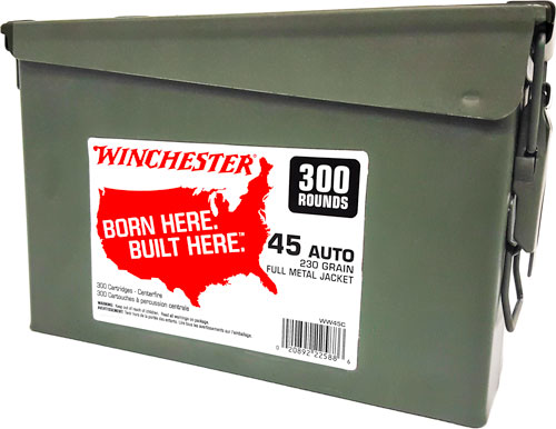 WINCHESTER 45 ACP (CASE OF 2) AMMO CAN 2/300RD 230GR FMJ RN - for sale