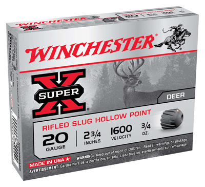 WINCHESTER SUPER-X SLUGS 20GA 2.75" 1600FP 3/4OZ 5RD 50BX/CS - for sale