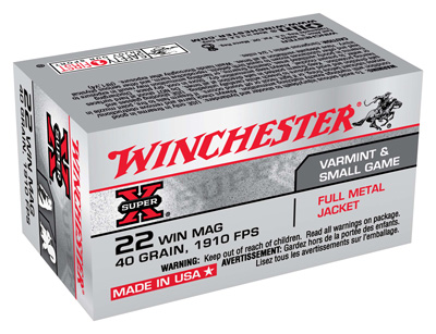 WINCHESTER SUPER-X 22 WMR 1910FPS 40GR FMJ 50RD 40BX/CS - for sale