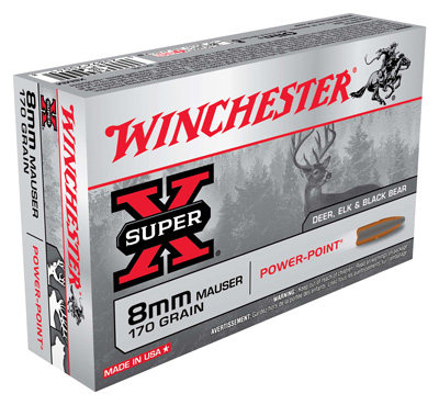 WINCHESTER SUPER-X 8MM MAUSER 170GR POWER POINT 20RD 10BX/CS - for sale