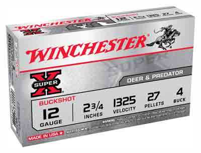 WINCHESTER SUPER-X 12GA 2.75" #4 BUCK 27 PELLETS 5RD 50BX/CS - for sale