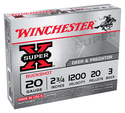 WINCHESTER SUPER-X 20GA 2.75" #3 BUCK 20 PELLETS 5RD 50BX/CS - for sale