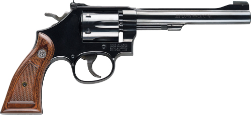 S&W 17 CLASSIC 22LR 6" AS BLUED CHECKERED WOOD GRIPS - for sale