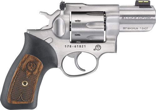 RUGER GP100 .357MAG 2.5" ADJ. SS RUBBER W/HARDWOOD 7-SHOT - for sale