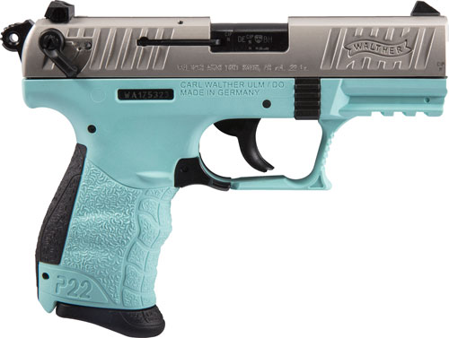 WALTHER P22 CA 22LR 3.42" AS 10-SHOT ANGEL BLUE POLYMER - for sale