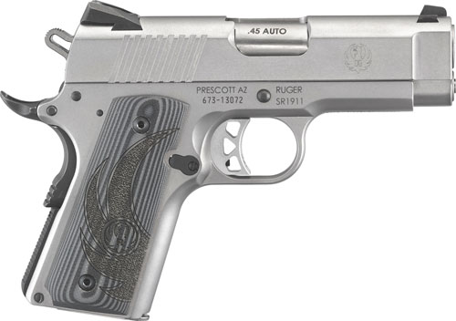 RUGER SR1911 .45ACP FS 7-SHOT OFFICER STAINLESS G10 GRIPS - for sale