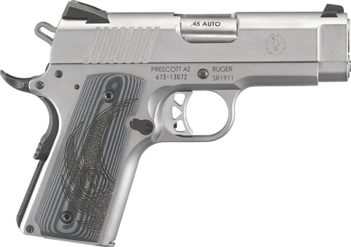 RUGER SR1911 45ACP FS 7-SHOT OFFICER STAINLESS G10 GRIPS - for sale